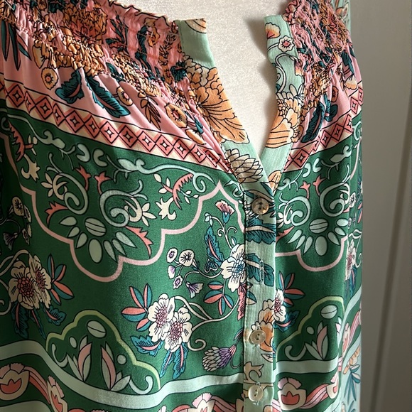 New Suzanne Betro Weekend Long Boho Peasant Tunic Bell Sleeve Style Blouse - Picture 5 of 9